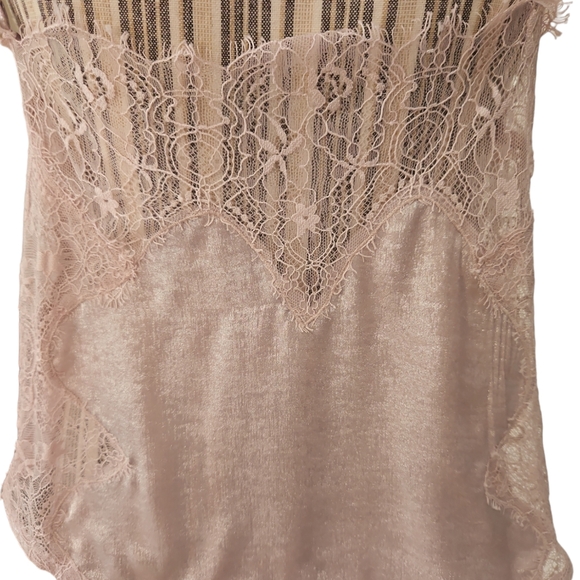Free People Intimately Women Pink Satin Boho Shimmer  Cami Tank Top Size XS/L - Picture 8 of 15